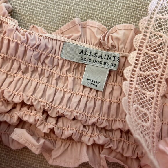 ✨ SALE NEW ALL SAINTS Alex Crop Top UK10/US6 Soft Pink Causal Sweet Summer - Picture 6 of 8